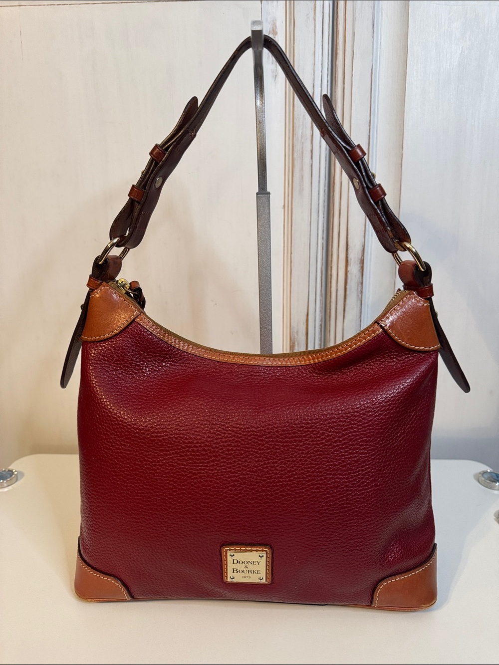 Dooney & Bourke red Pebble Grain Hobo Shoulder Bag
